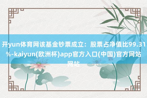 开yun体育网该基金钞票成立：股票占净值比99.31%-kaiyun(欧洲杯)app官方入口(中国)官方网站