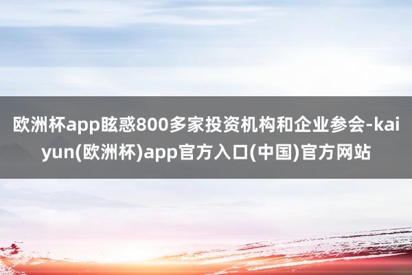 欧洲杯app眩惑800多家投资机构和企业参会-kaiyun(欧洲杯)app官方入口(中国)官方网站