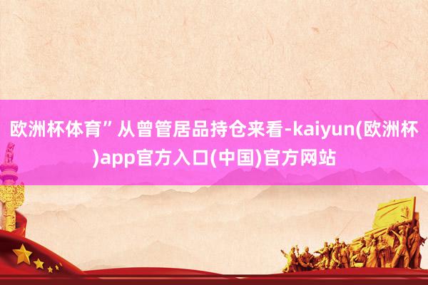 欧洲杯体育”从曾管居品持仓来看-kaiyun(欧洲杯)app官方入口(中国)官方网站