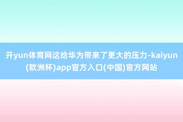 开yun体育网这给华为带来了更大的压力-kaiyun(欧洲杯)app官方入口(中国)官方网站