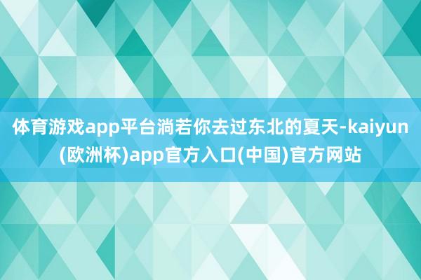 体育游戏app平台淌若你去过东北的夏天-kaiyun(欧洲杯)app官方入口(中国)官方网站