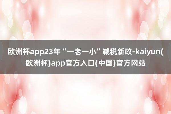 欧洲杯app23年“一老一小”减税新政-kaiyun(欧洲杯)app官方入口(中国)官方网站