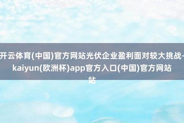开云体育(中国)官方网站光伏企业盈利面对较大挑战-kaiyun(欧洲杯)app官方入口(中国)官方网站